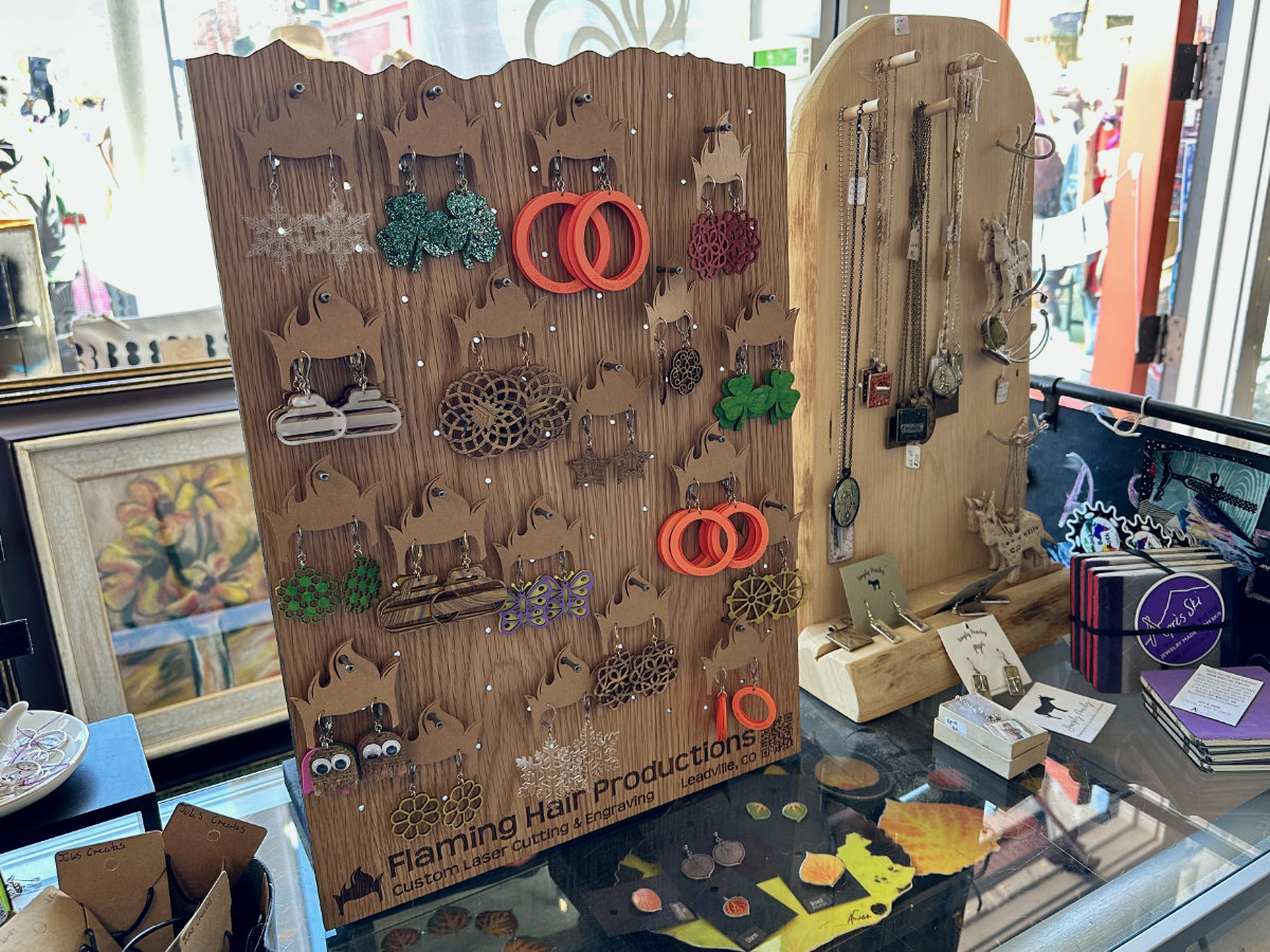 Earrings for sale at Harperrose Studios in Leadville, CO.